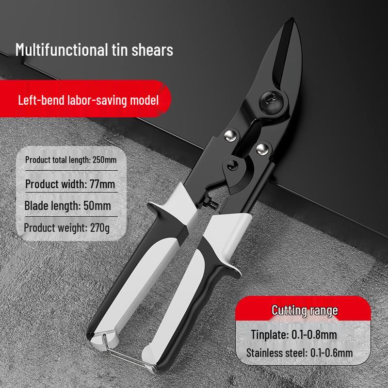 Industrial Stainless Steel Tin Snips for Light Gauge Steel and Aluminum Panels