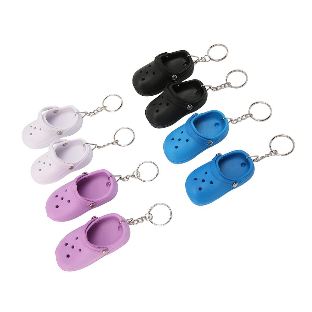 8Pcs Slipper Keychain Assorted Colors Soft Silicone Simple Stylish Hole Shoes Keychain for Backpack Clothes Decoration