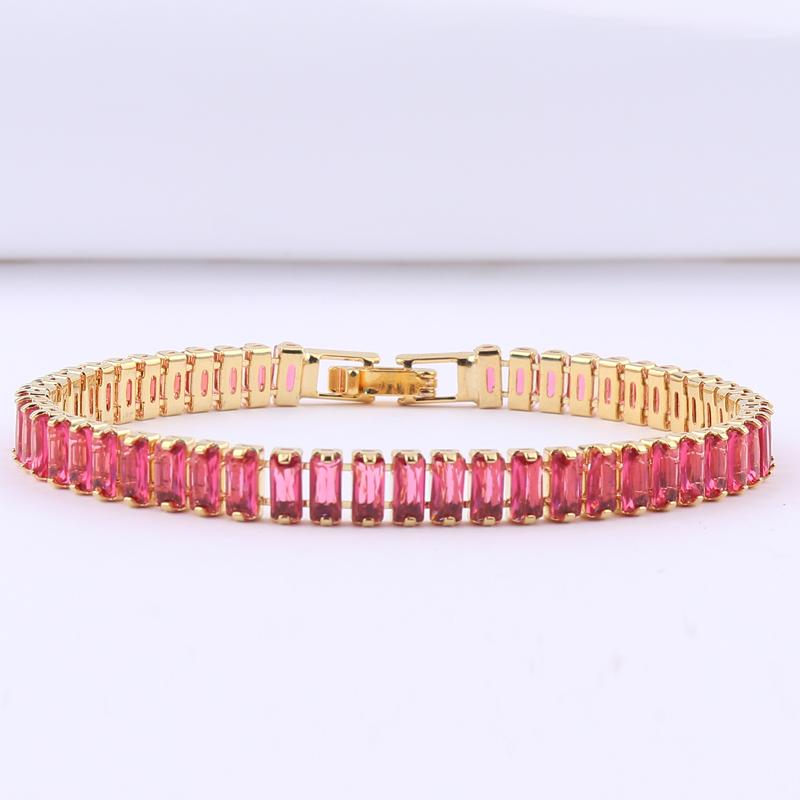 18K Gold Plated Cubic Zircon Adjustable Colorful Bracelets For Women Girls Rainbow CZ Jewelry Best Birthday Party Wedding Gift
