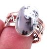 Natural Dendrite Opal Gemstone 925 Sterling Silver Two Tone Ring Size 9.5 T1p93