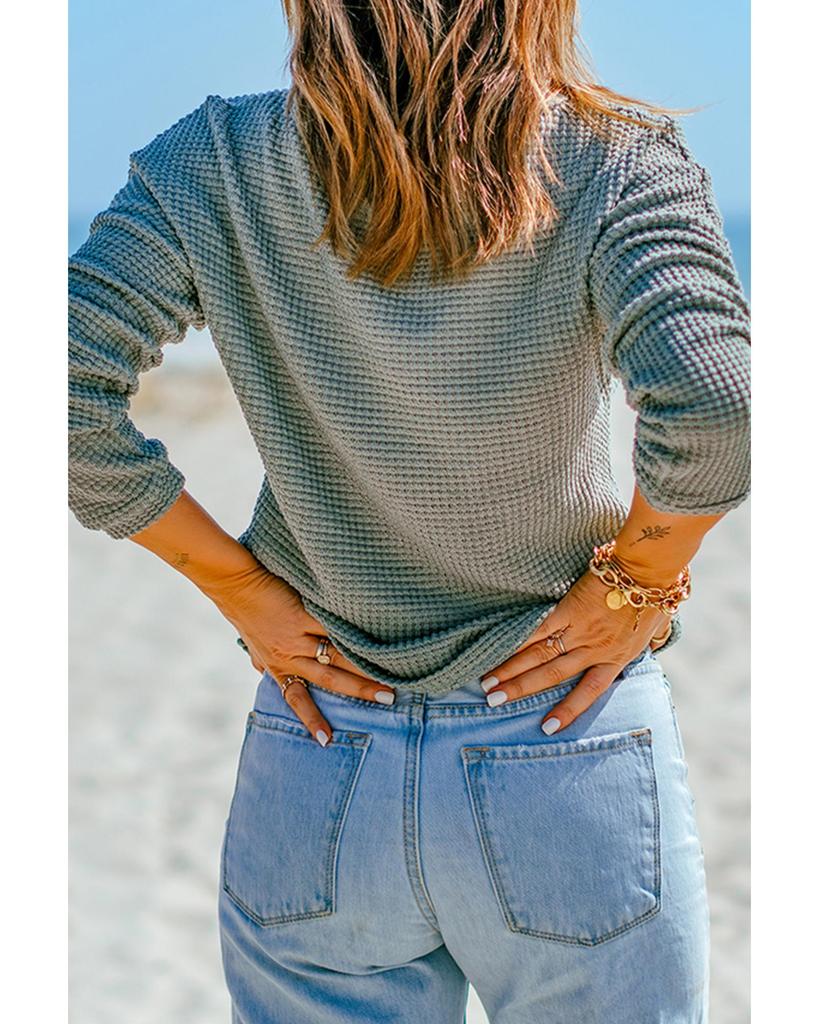 Azura Exchange Топ с заниженными плечами и длинными рукавами из вафельной вязки