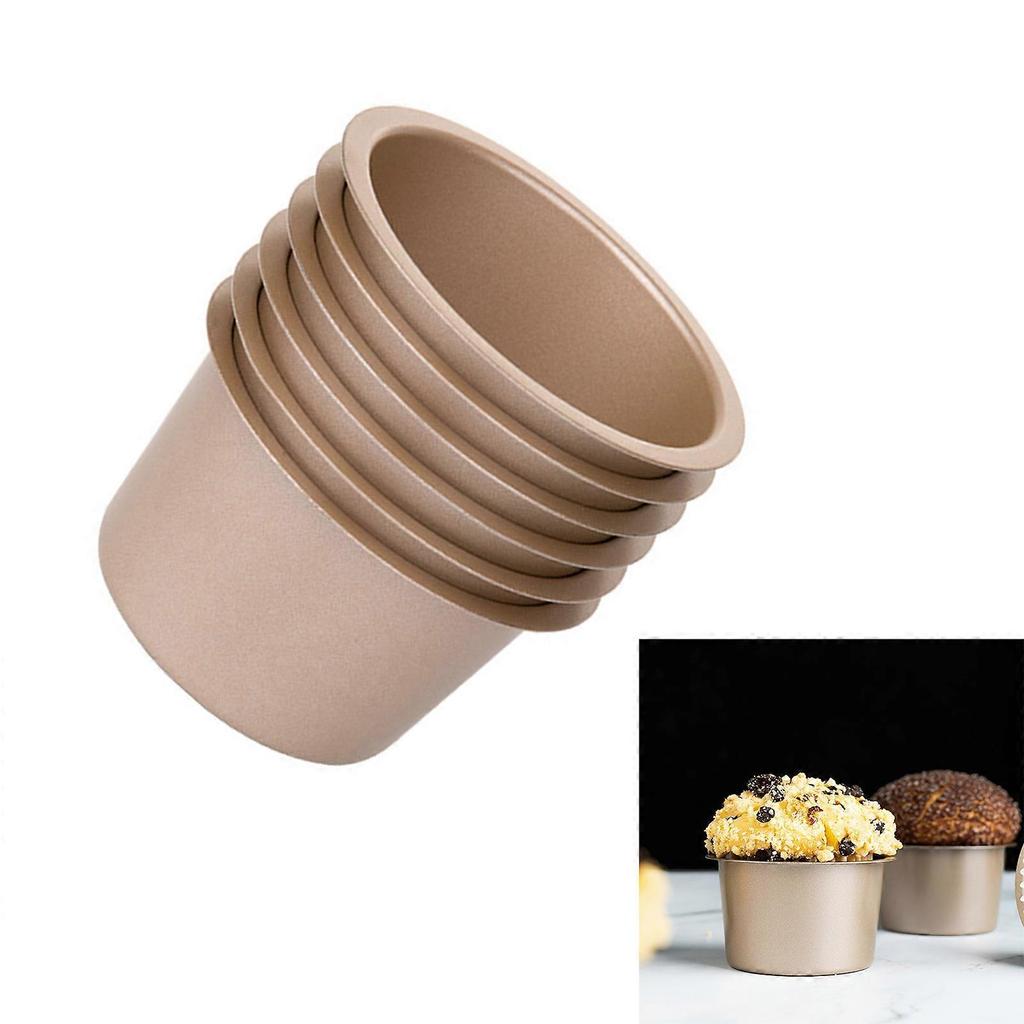 6pcs Tall Muffin Cupcakes Mold Heat Resistant Baking Mold Kitchen Accessories Carbon Steel Bakewares for Dessert Use Multicolor
