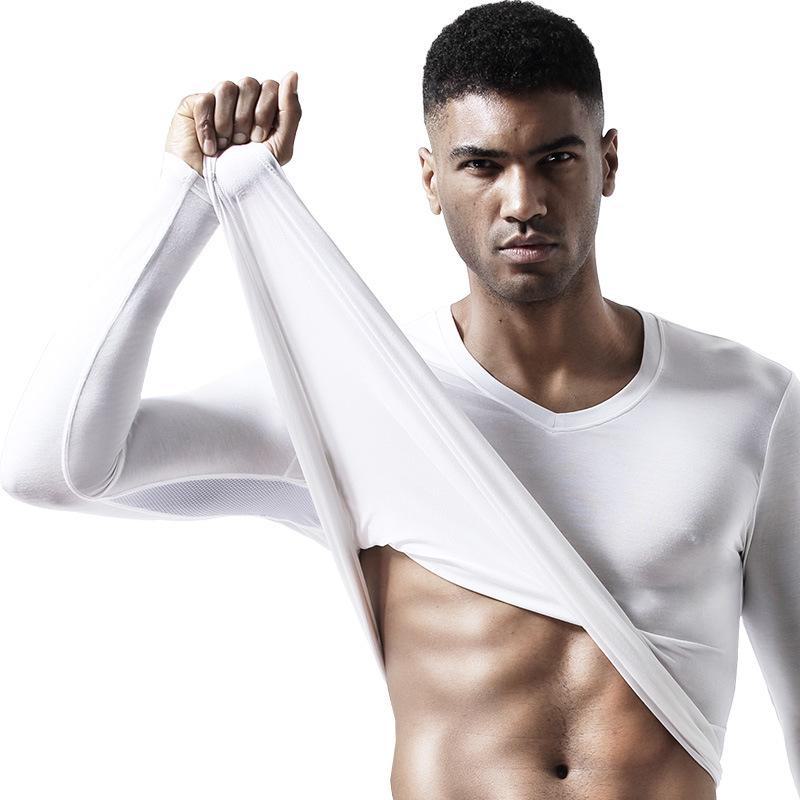 Men's Slim V-Neck Thermal Shirt – Breathable Mesh Base Layer for Autumn/Winter