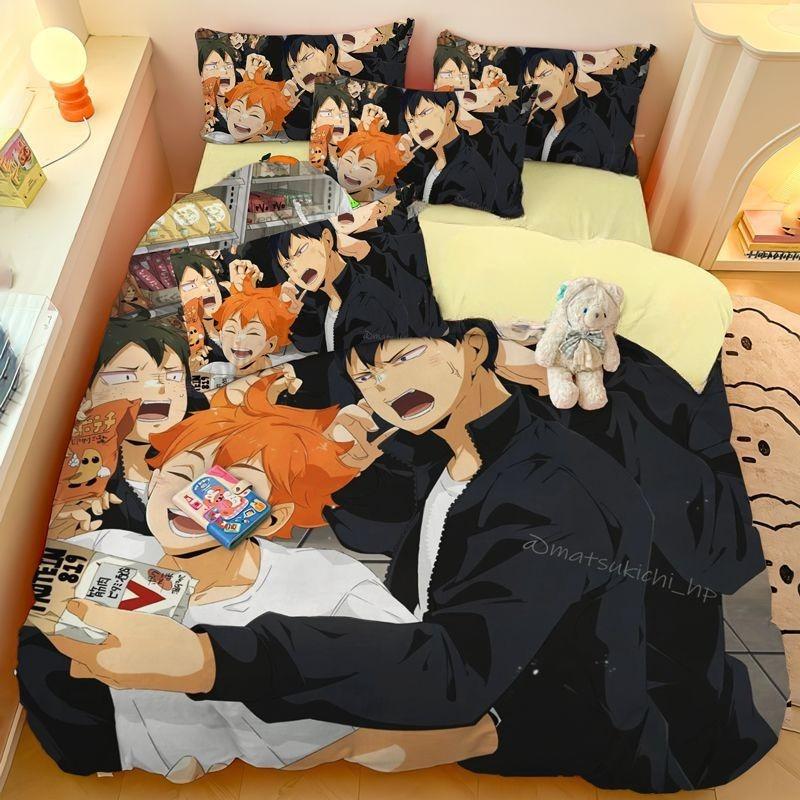 Пододеяльник Haikyuu Волейбол Молодежный 3D Бокуто Манга Коллаж Печать Комплект постельного белья Одеяло Кровать Молодежный Домашний Декор Девочки Мальчики Подарок