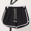 Women Casual Shorts Elastic Waistband Adjustable Drawstring Wide Leg Shorts Solid Color Running Shorts