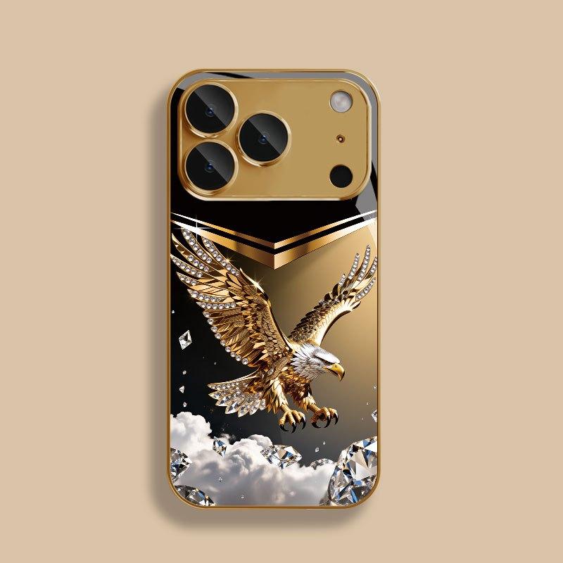 Изысканный бизнес-чехол для телефона с золотым орлом для iPhone 17 Pro Max, чехол со встроенным стеклом для iPhone 17 16 15 14 13 pm Pro Plus