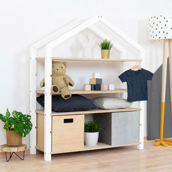 Etagère cabane POLLY - bois blanc et naturel