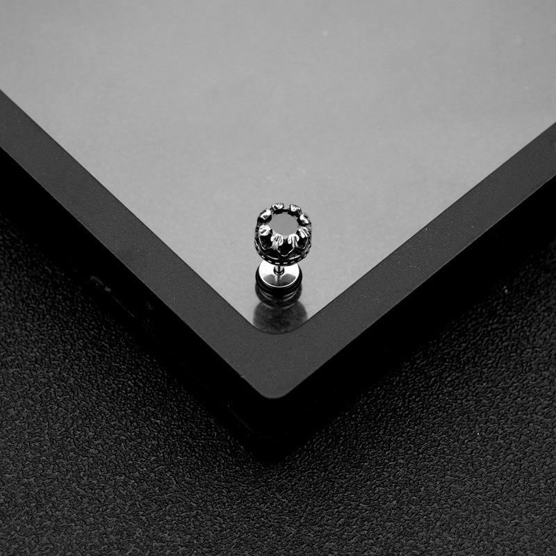 Серьги из титановой стали, блестящие серьги с цирконами, ретро серьги-коготь дракона из нержавеющей стали, нейтральные серьги с бриллиантом