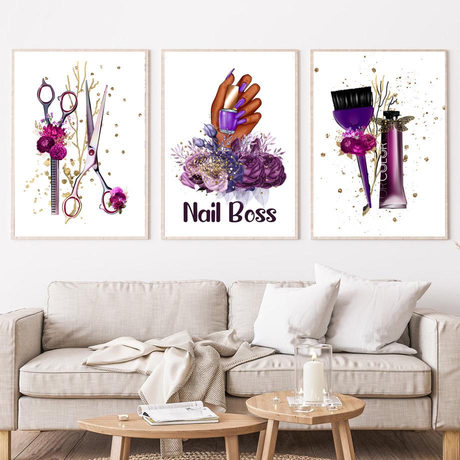 Модный маникюр, парикмахерская, настенная живопись на холсте, плакаты на скандинавскую тему и принты, Декор, фотографии, художник по маникюру, офисный подарок