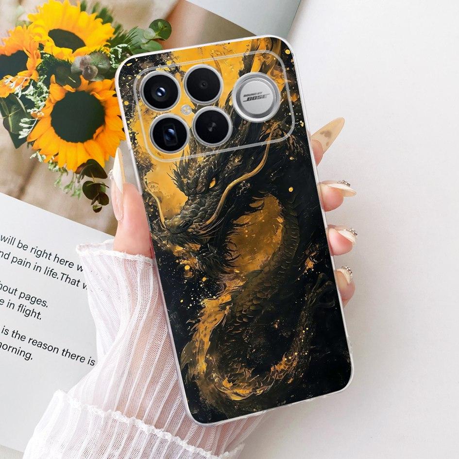Для Xiaomi POCO F8 Ultra Чехол Роскошный Мультяшный Дракон Прозрачный ТПУ Защитная Крышка Для Poco F8 Pro Ultra PocoF8 Pro Мягкий Чехол