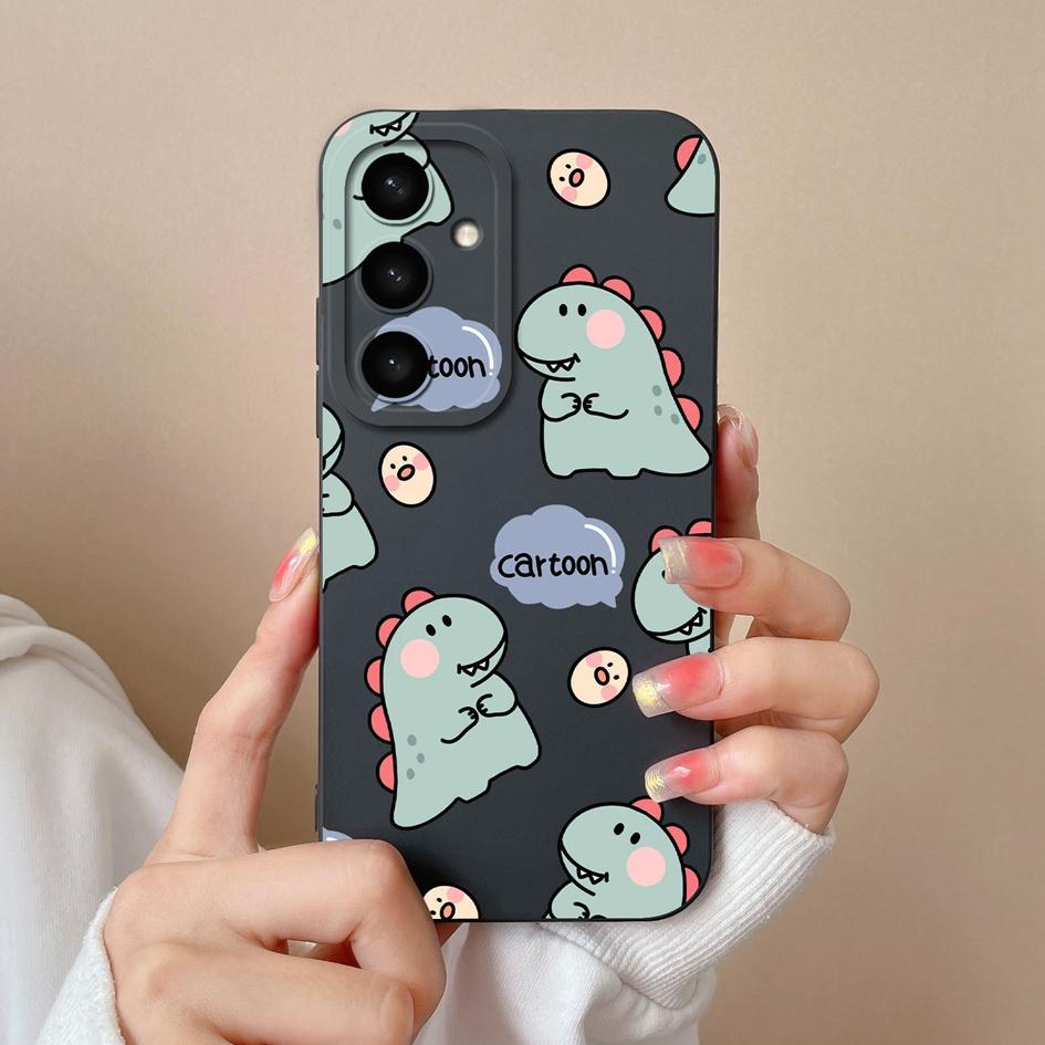 Phone Shell For Samsung A05 A36 A56 A26 S25 Plus Ultra F14 A05S A16 Case Liquid Silicone Lovely Dinosaur Cover Shockproof Protective For Samsung Capas