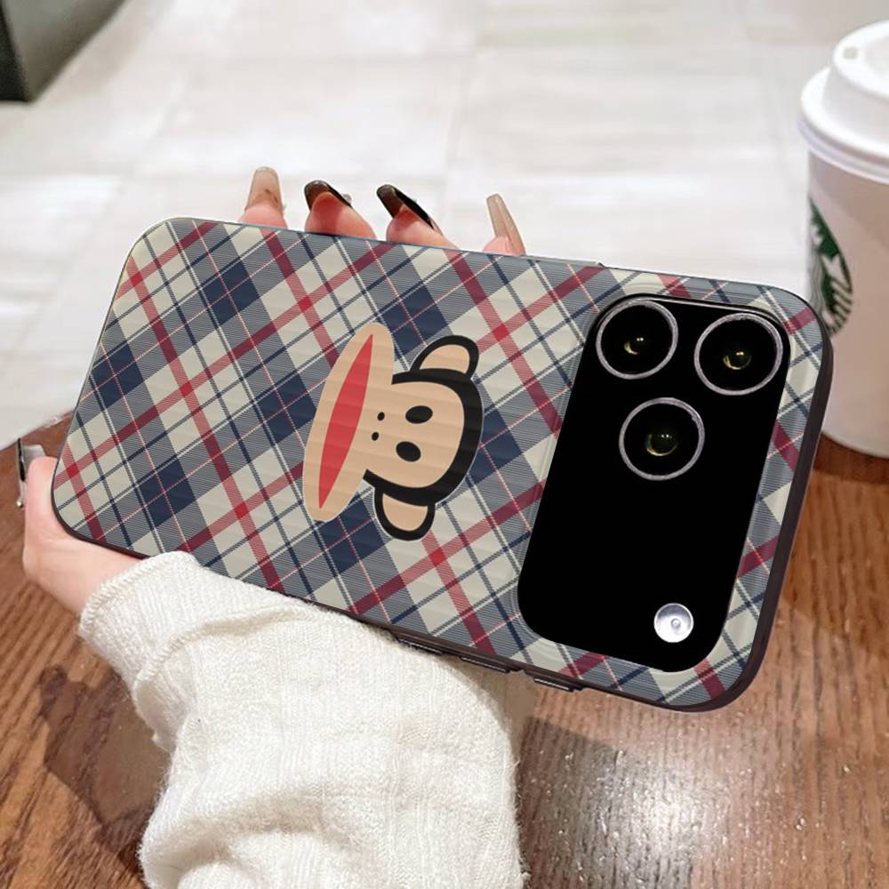 Классический Модный Логотип P-Paul F-Frank Для IPhone 16 15 14 13 12 11 17 Pro Max Plus Волна Гофрированный Чехол для Телефона Защитный От Падений