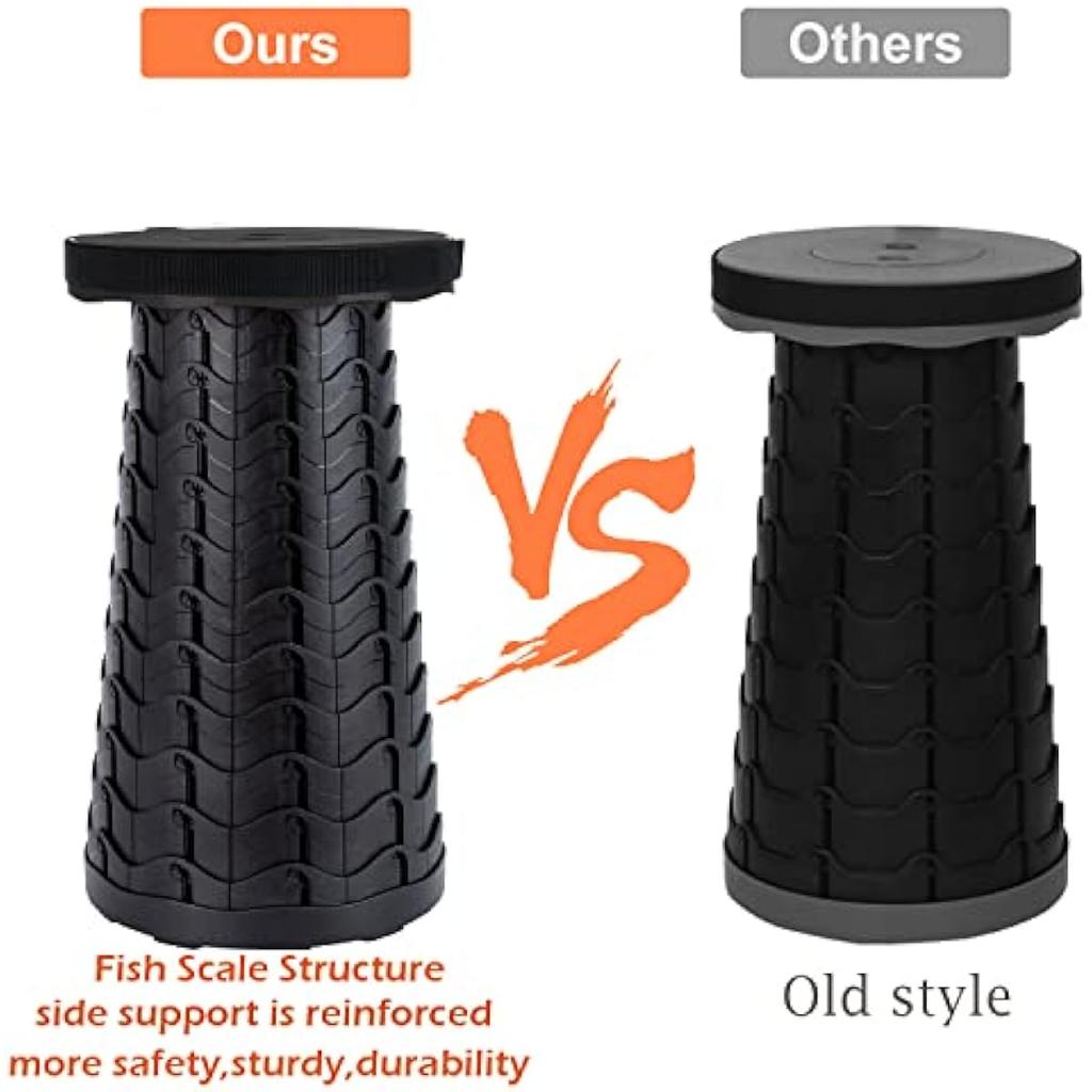 Collapsible Portable Stool, Upgraded Folding Camping Stool Load Capacity 450lbs Telescoping Foldable Retractable Stool for Adults