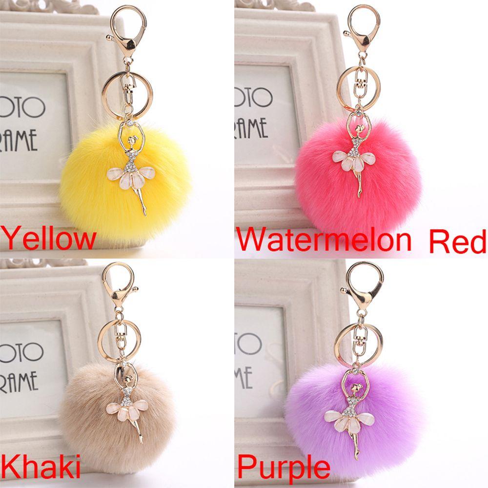 Ювелирные изделия из искусственного меха кролика пушистый автомобильный кулон пряжка для ключей ангел брелок для ключей танцующая девушка балет