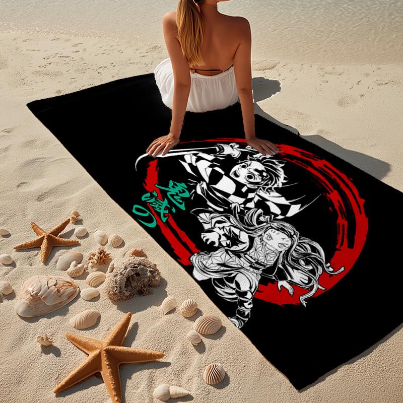 1PC Powerful Demon Anime Beach Towel - Soft, Absorbent Microfiber, Lightweight, Ideal for The Beach, Parties, Travel, Camping fan gifts