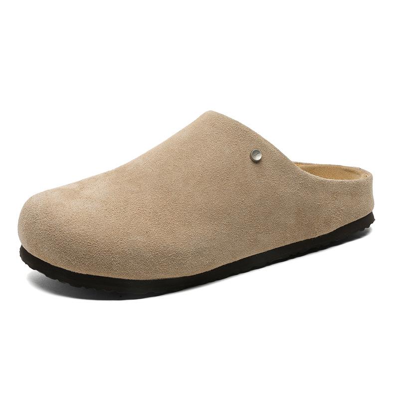 2025 новая нишевая кожаная круглая голова ретро одна педаль ленивая сумка голова полу-тапочки Мюли мужские 45370-X