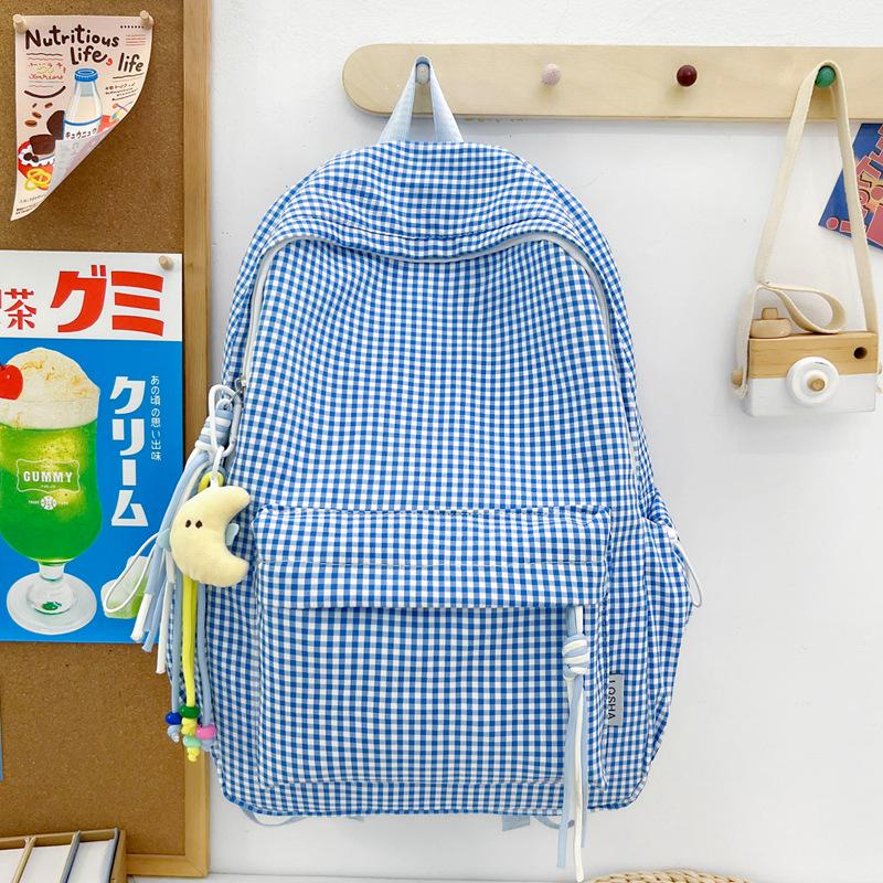 Schoolbag Korean version Mori series literary and artistic backpack for middle school students in class, schoolbag Harajuku versatile plaid girl