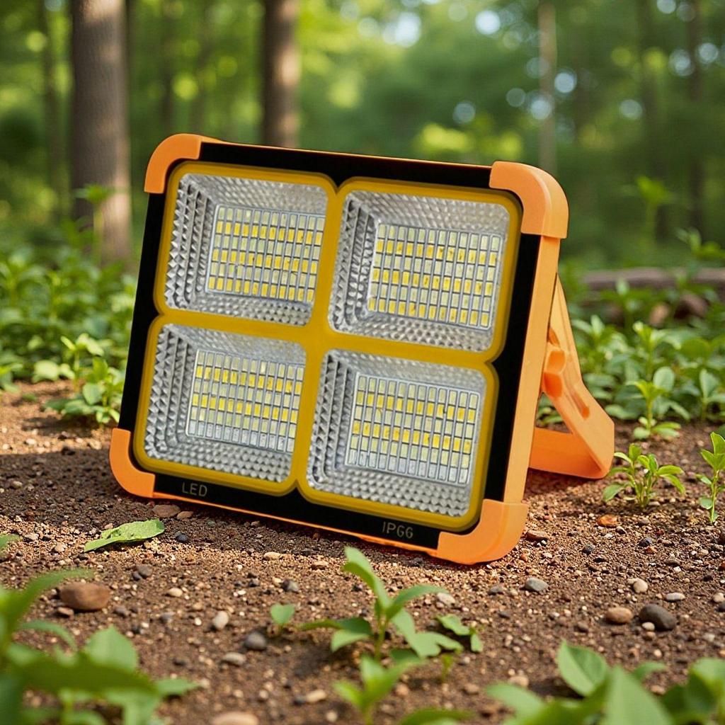 Solar-Powered Portable Floodlight for Outdoor Camping and Emergency Lighting