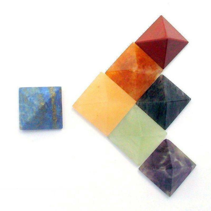 Authentic Natural Quartz Chakra Pyramid Stone Set For Meditation Healing And Spiritual Growth