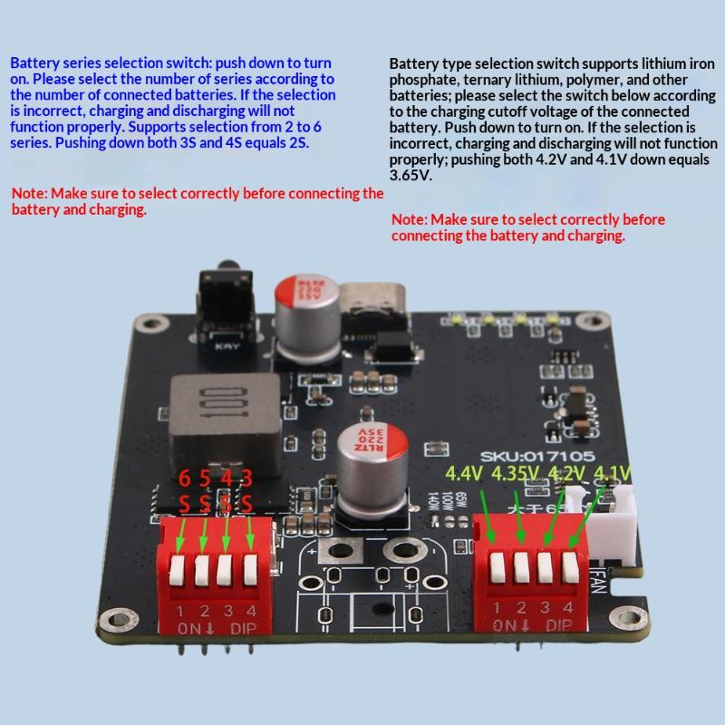 140 Вт 2-6S IP2366 Плата зарядки литиевых аккумуляторов Двунаправленный модуль быстрой зарядки с функцией автоматического контроля температуры