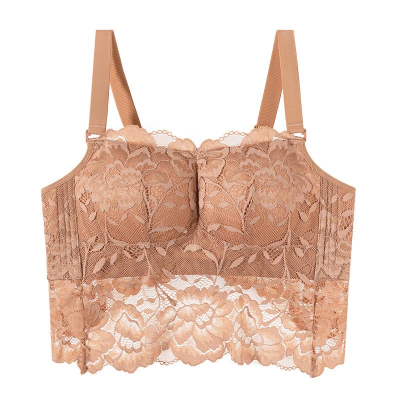 Sexy beautiful back tube top adjustment underwear women's lace collection breast anti-sagging gathering bra sexy beautiful back bra