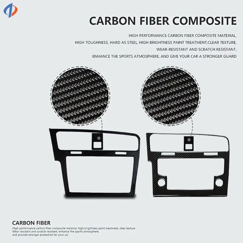 For Volkswagen Golf 7 VW Gti Mk7 2014- Car Accessories Interior Sticker Real Carbon Fiber Center Console GPS