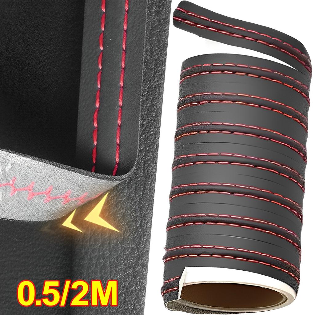 Автомобильная внутренняя молдинговая отделка самоклеящаяся панель приборов искусственная кожа декоративная полоса красный синий DIY оплетка полоса наклейки для украшения автомобиля