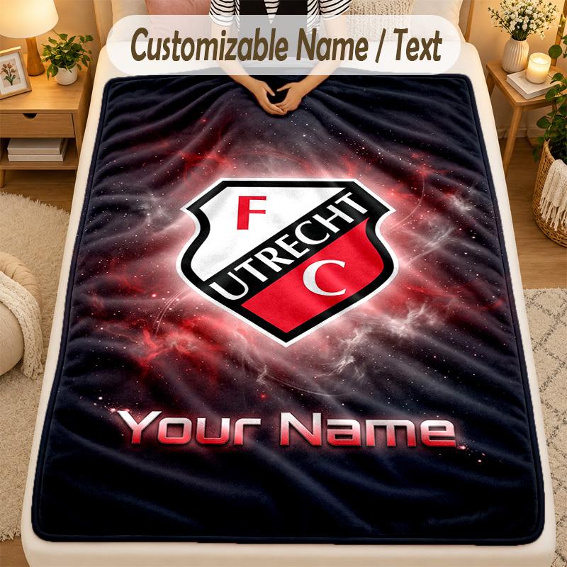 Flannel BlanketFC Utrecht Custom Name Text Personalized Soft Warm Throw Blanket Home Decor Gift