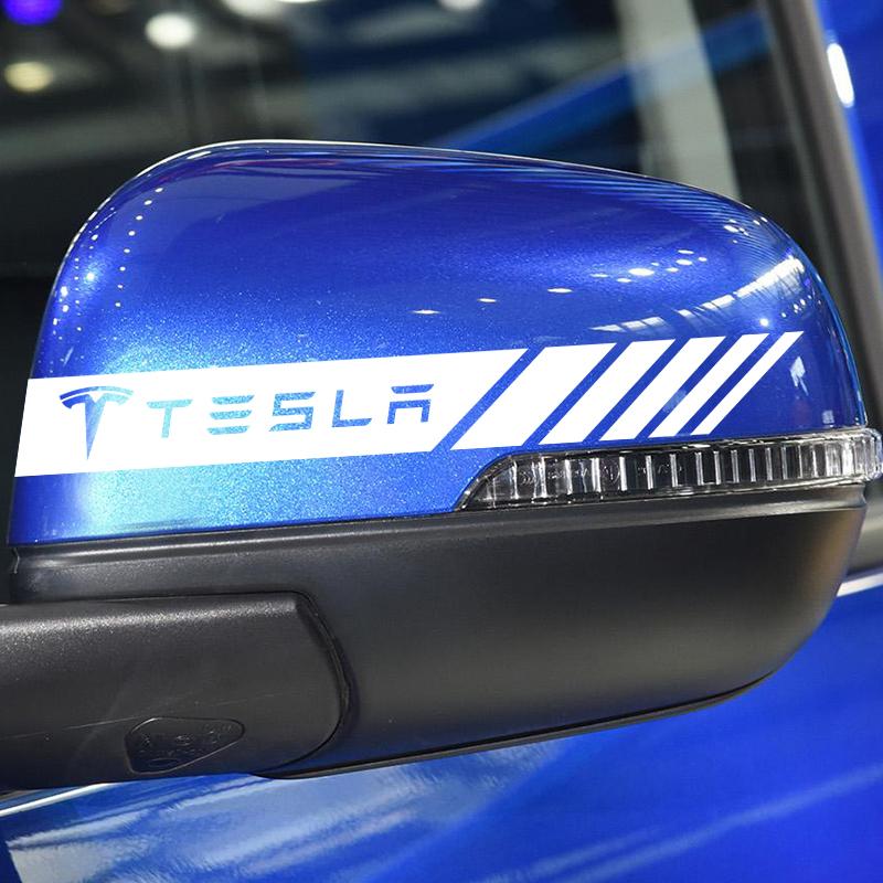 2PCS Car Badge Rearview Mirror Decor Sticker Vehicle Body Refit Decal For Tesla Model S Model X Model Y Model 3 Roadster SpaceX Accessory