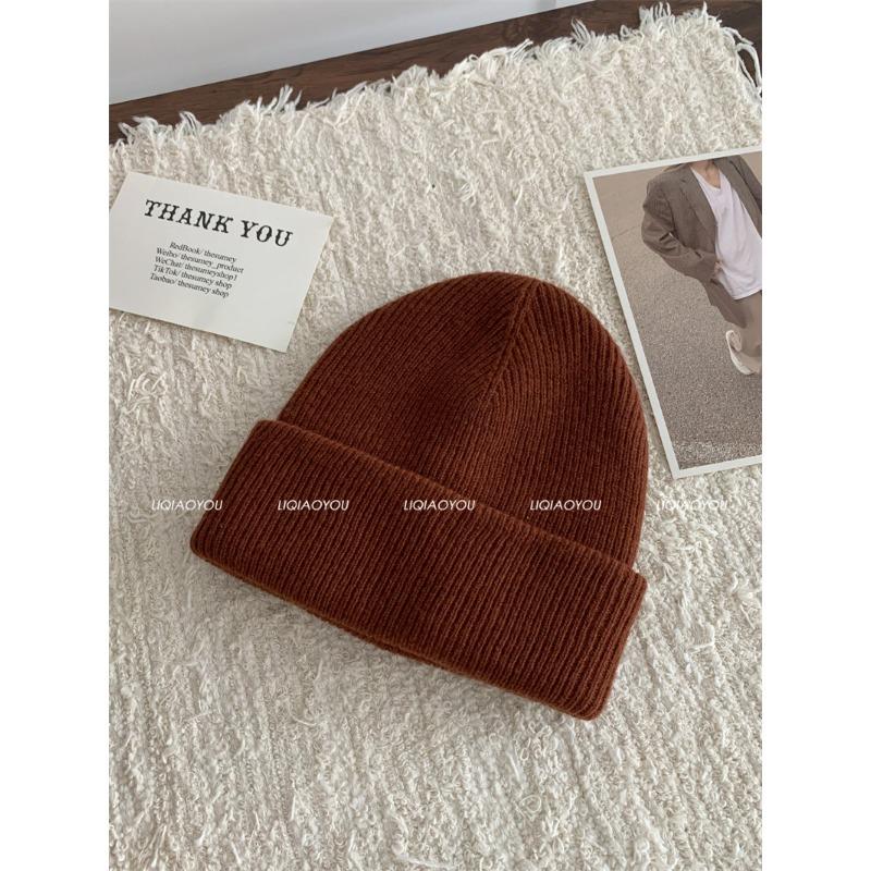 New Knitted Hat for Women In Autumn and Winter Korean Version Versatile High-quality Wool Hat Riding Warm Plus Velvet Thickened Cold Hat for Men