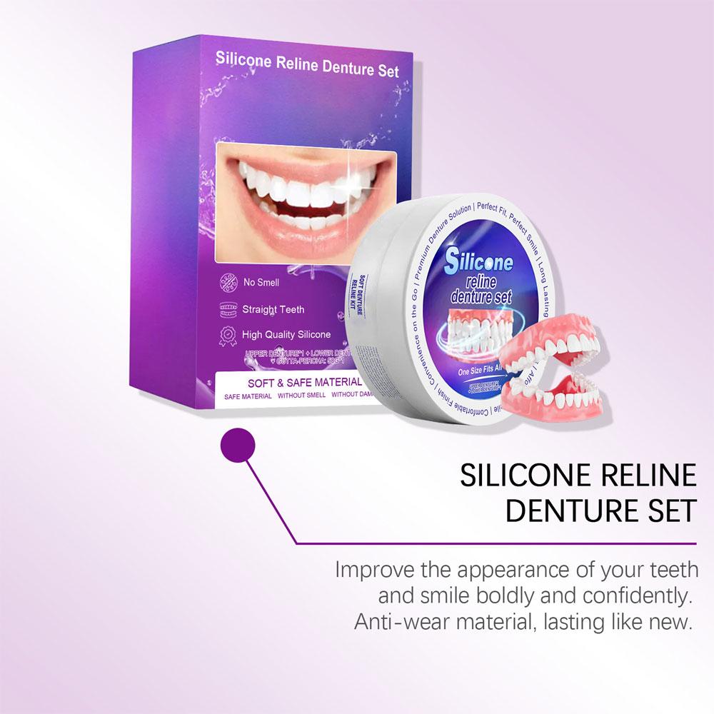 Silicone Denture Set Fit Temporary Orthodontic Teeth Dentures Fake Tooth Oral Hygiene Care Whitening Dentures Simulation Braces