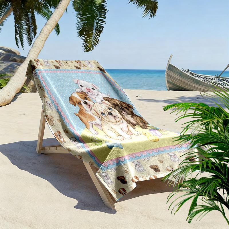 Cute Animal Puzzle Print Beach Towel, Large Soft Quick Dry Towel for Beach Camping Swimming