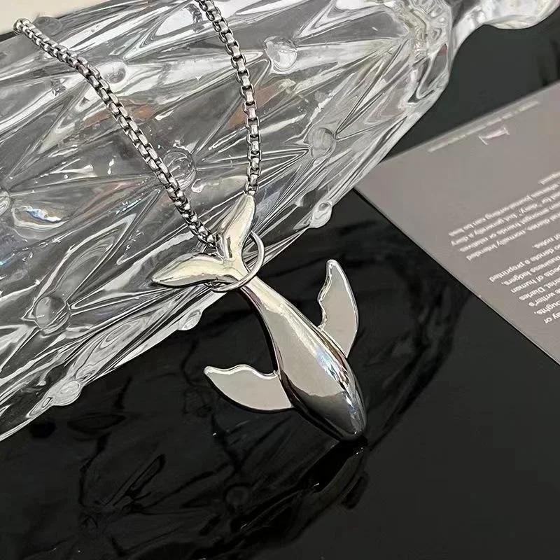 Женская летняя мода кит капля ожерелье кулон титановая сталь ретро мультфильм большая рыба цепочка на шею ожерелье цепочка аксессуары