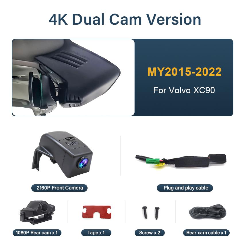 Видеорегистратор для Volvo XC90 2015 2016 2017 2018 2019 2020 2025 2025 2025 2025, Plug and Play 4K Автомобильный видеорегистратор Видеорегистратор для XC90