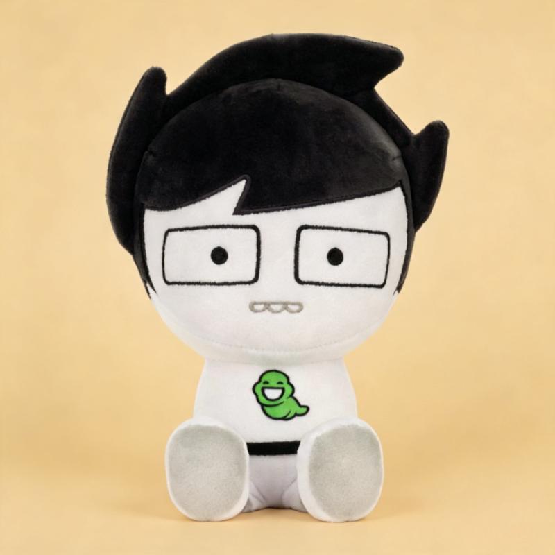 Cute Homestuck John Egbert Plush Toy Cute Sitting Character Stuffed Doll Soft Plushie with Green Ghost Print Home Sofa Decor Gift for Game Comic Fans