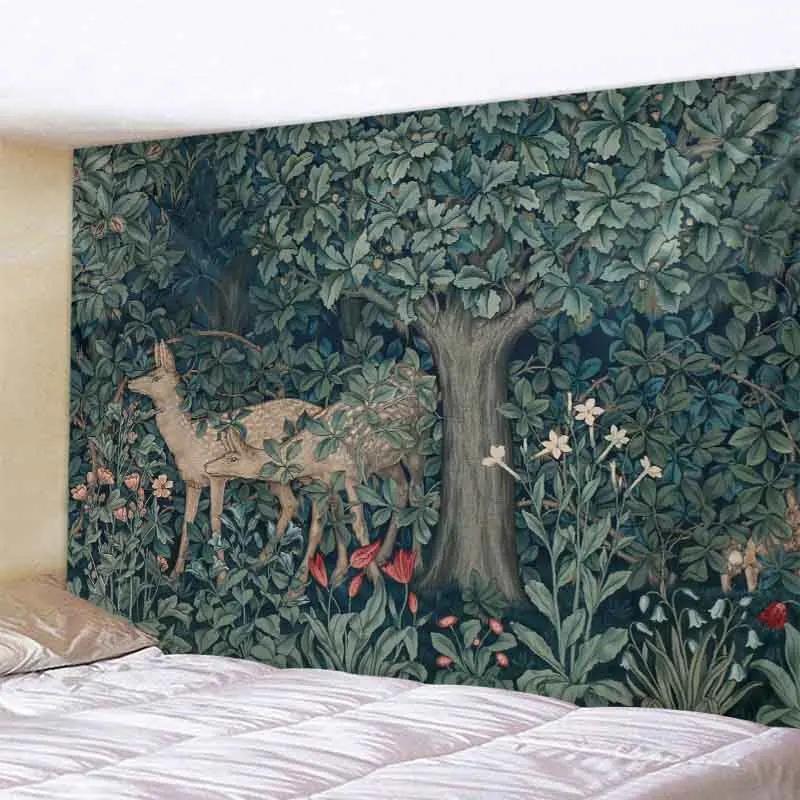 Psychedelic Animal Tapestry Wall Hanging Retro Tropical Plant Background Bukawaii Home Decor Yoga Mat Bed Sheet Customizable