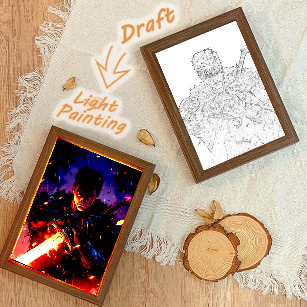 Berserk Behelit Griffith Anime Figure Light Painting Photo Frame Figures Led Lamps Take Bedroom Decor Birthday Gifts moon Lamp