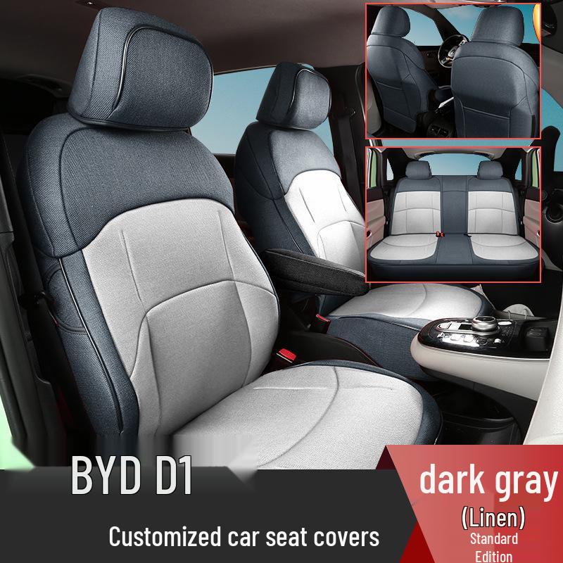 Всесезонные льняные чехлы на сиденья автомобиля для BYD D1 - Полное покрытие