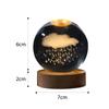 Crystal Ball Night Light Crystal Ball Lamp 3D Engraved Milky Way System Crystal Ball with Wooden Base USB Charging Gift for Kids