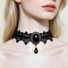 Готический Черный Кружевной Хрустальный Ожерелье-Чокер Винтажное Викторианское Стимпанк Украшение на Шею для Женщин