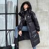 Women Long Winter Jacket Glossy Hooded Windproof Warm BIO Down Coat Oversize Cotton Padded Parkas