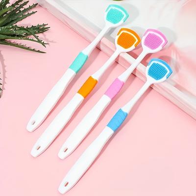 Силиконовый скребок для языка с выступающими точками для взрослых, Уменьшение неприятного запаха изо рта, Эргономичная пластиковая ручка, Инструмент для гигиены полости рта, Прочный