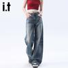 Izzue IT Женские джинсы в американском ретро-стиле с высокой талией и широкими штанинами