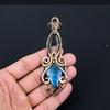 Неоново-синий апатит, драгоценный камень, чистая медная проволока, обернутая подвеской ручной работы, ювелирное изделие для подарка