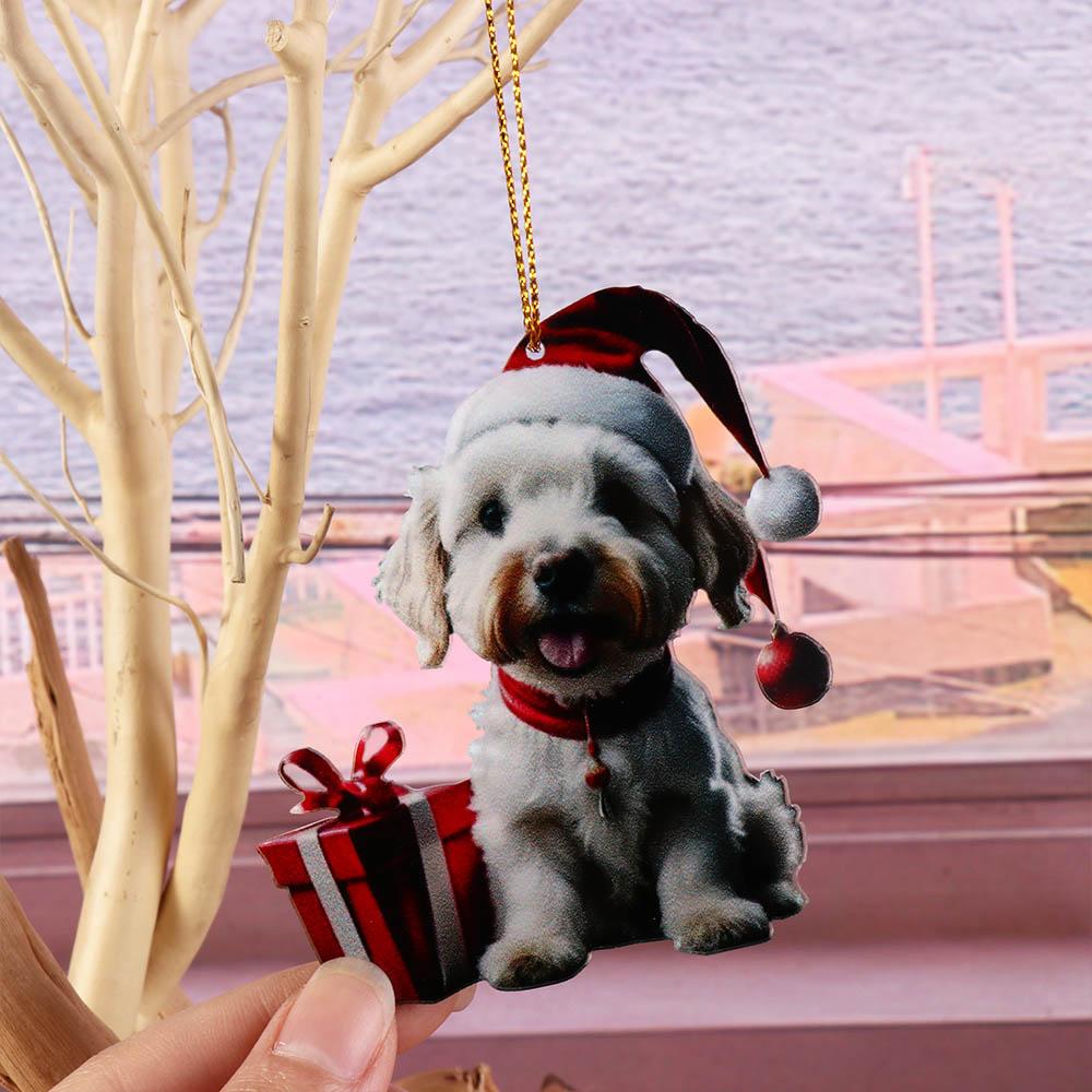Acrylic Dog Christmas Ornament Handmade Christmas Decoration Dog Christmas Tree Pendant Office