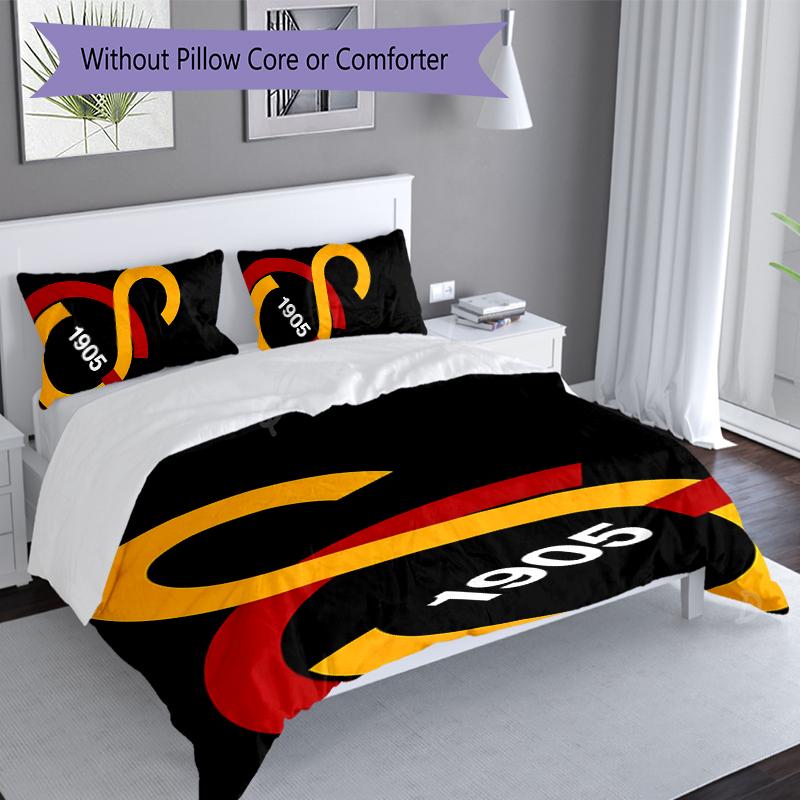 3pcs Galatasaray S .K Duvet Cover Set, Includes 1 Duvet Cover and 2 Pillowcases,Skin-Friendly&Comfortable Fabric,Suitable Bedding Sets