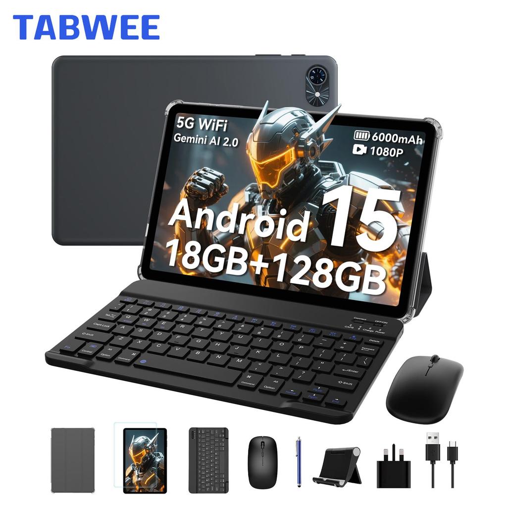 TABWEE T80 Set Android 15 6GB RAM 128GB ROM Tablet 10.1 Inches 1280x 800 FHD Display Octa Core UMS312(T310) PC Tablet