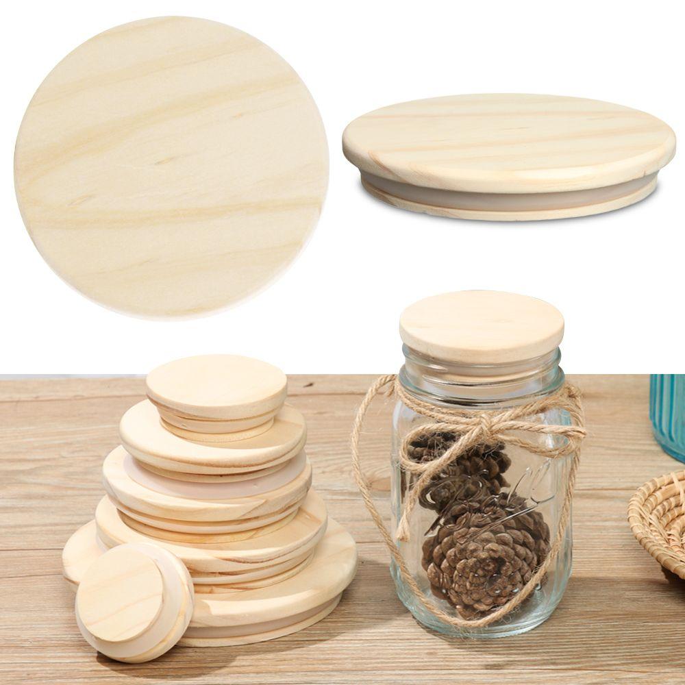 Various Sizes Wide Mouth Cover Wood Lids Reusable Wooden Kitchen Organization Bottle Sealing Caps Canning Storage Mason Jar Lid