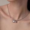 Imitation Pearl Tigereye Stone Pendant Necklaces Geometric Collarbone Necklace  Women