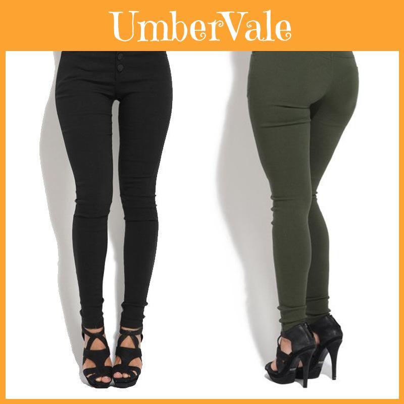 Comfortable Women Fashion Elastic Pants With Large Size And Sexy Button Leggings